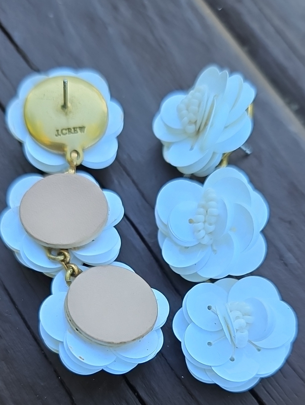White Floral Statement Earrings - Women Accessories